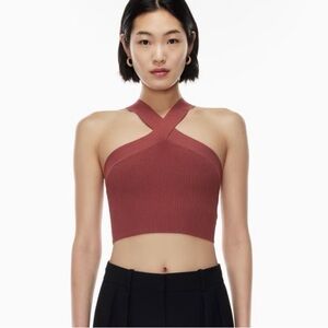 Aritzia sculpt knit criss cross cropped tank